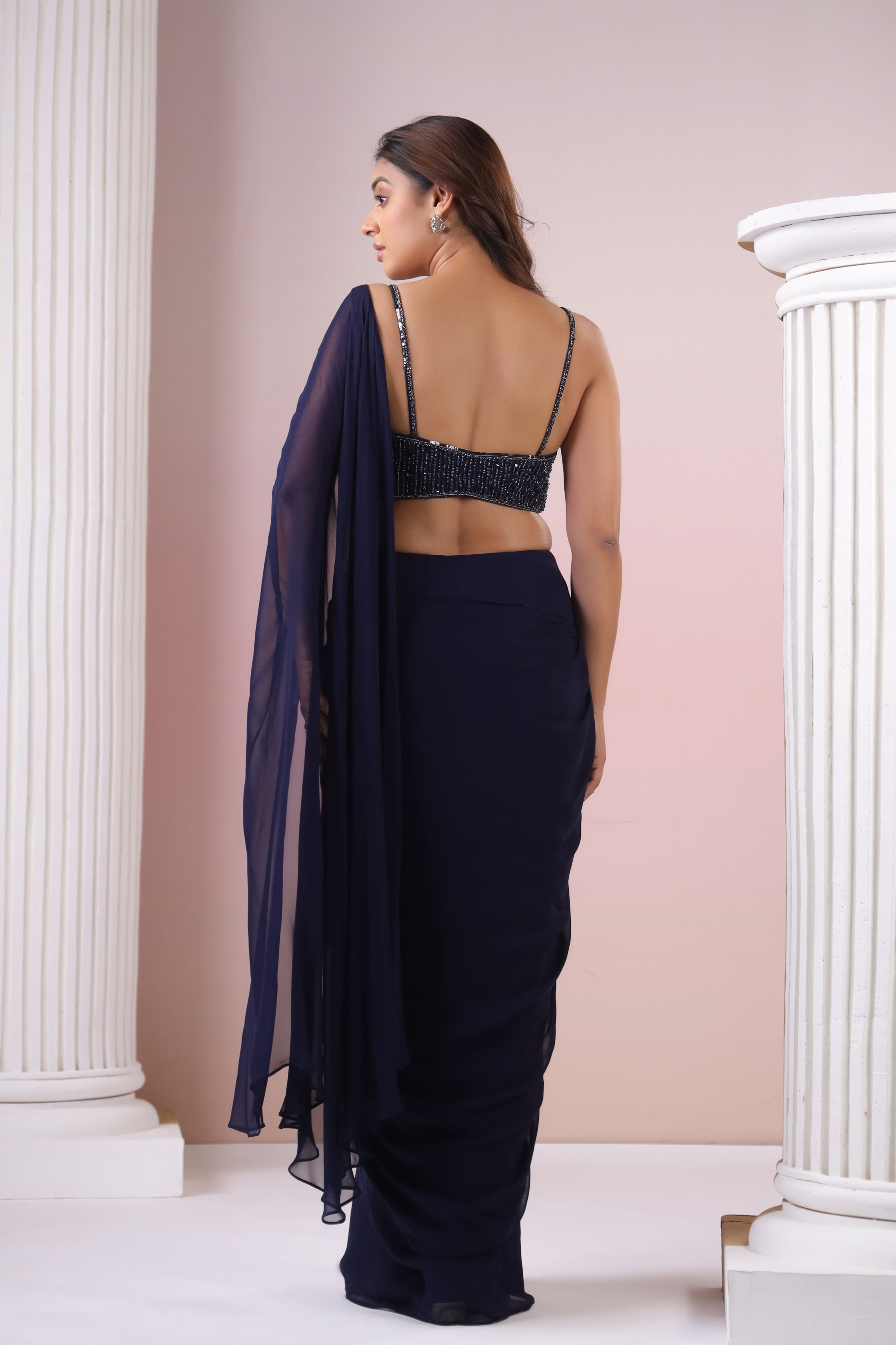 EMBROIDERED DRAPED SAREE