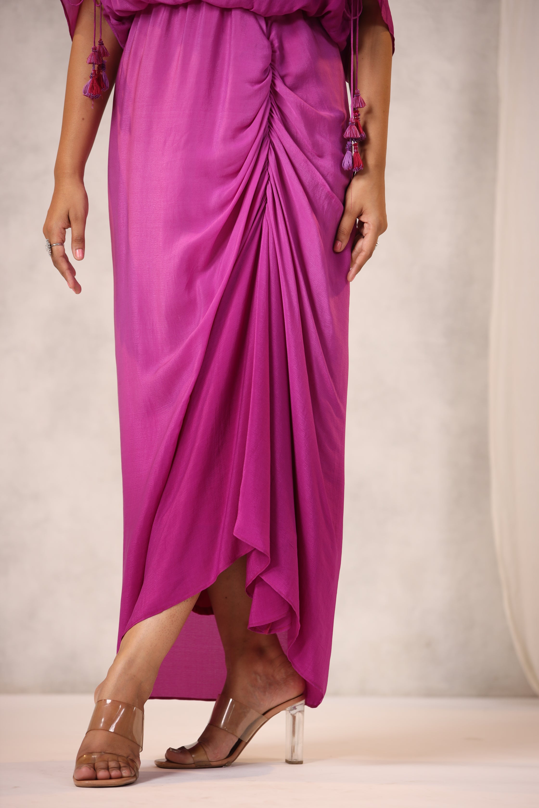 FLORAL EMBROIDERED CREPE MAXI DRESS