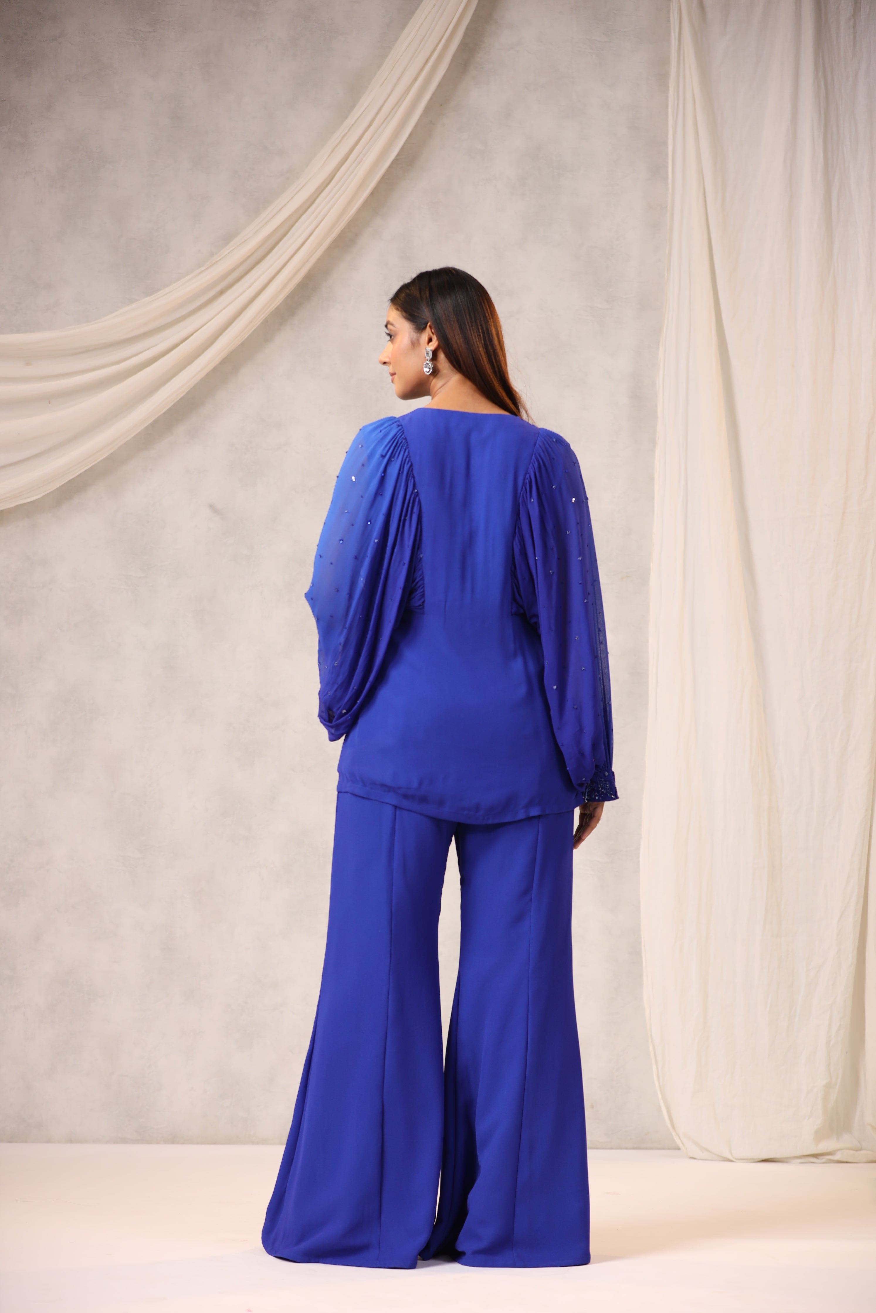 ELECTRIC BLUE GEORGETTE TOP BOTTOM