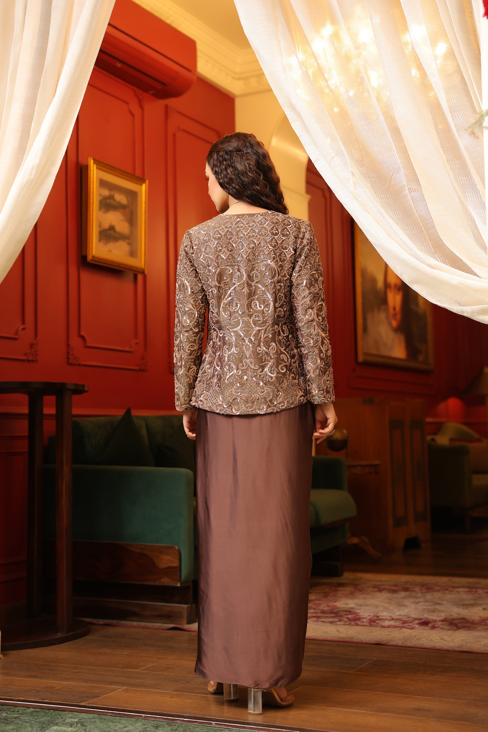 DARK BROWN JACKET SET