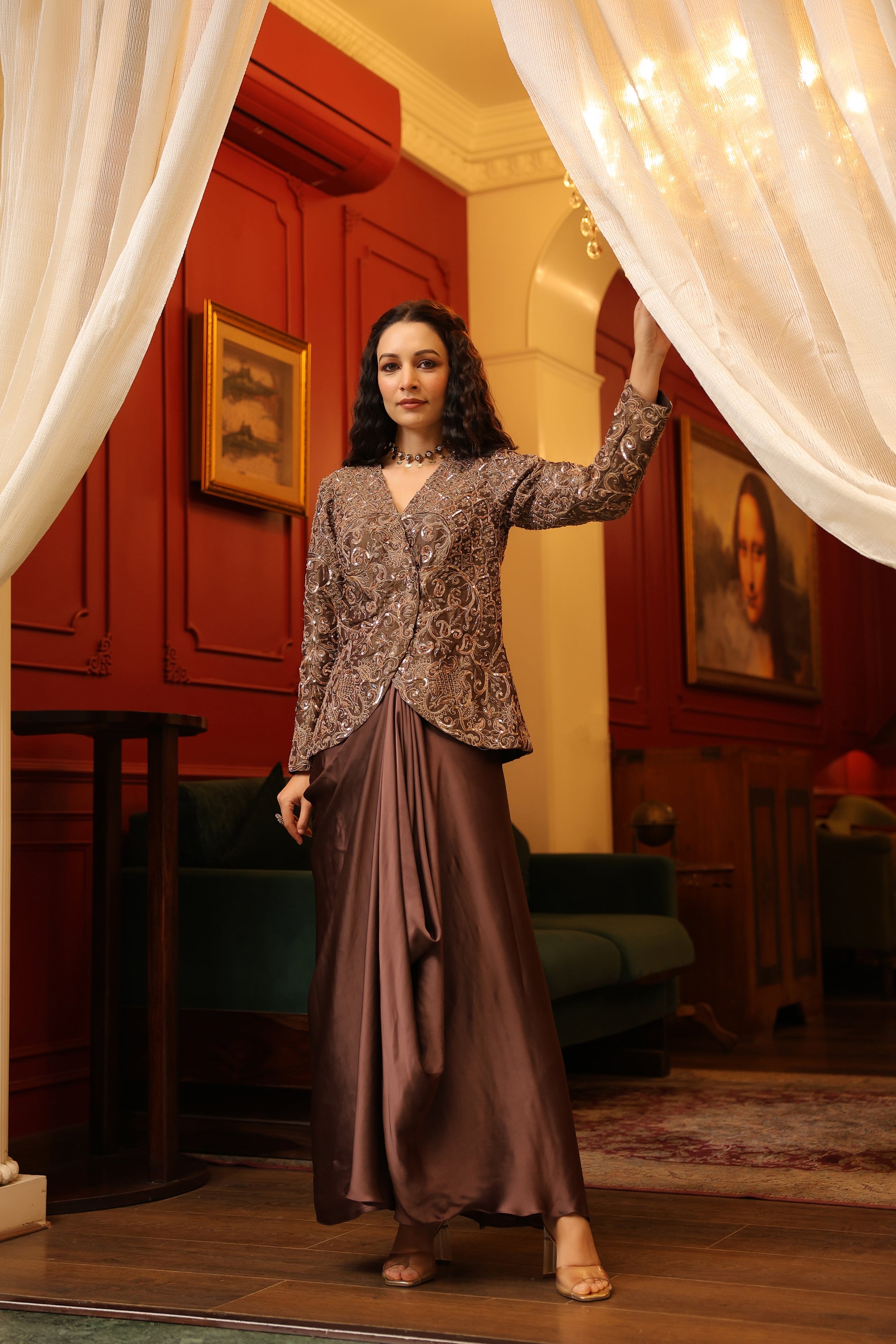 DARK BROWN JACKET SET