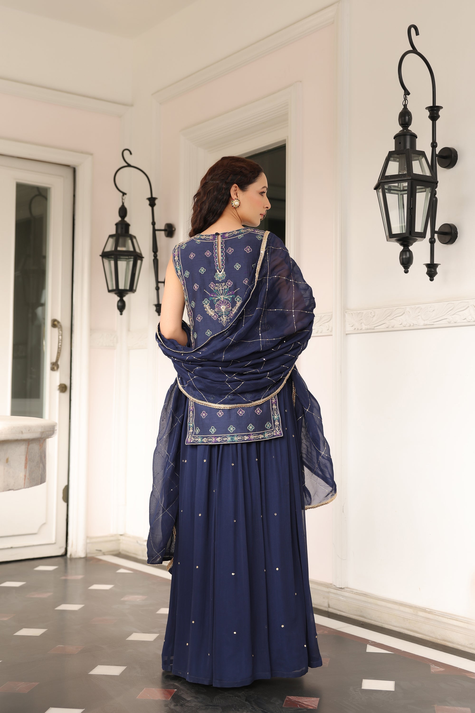 NAVY BLUE SHARARA SET