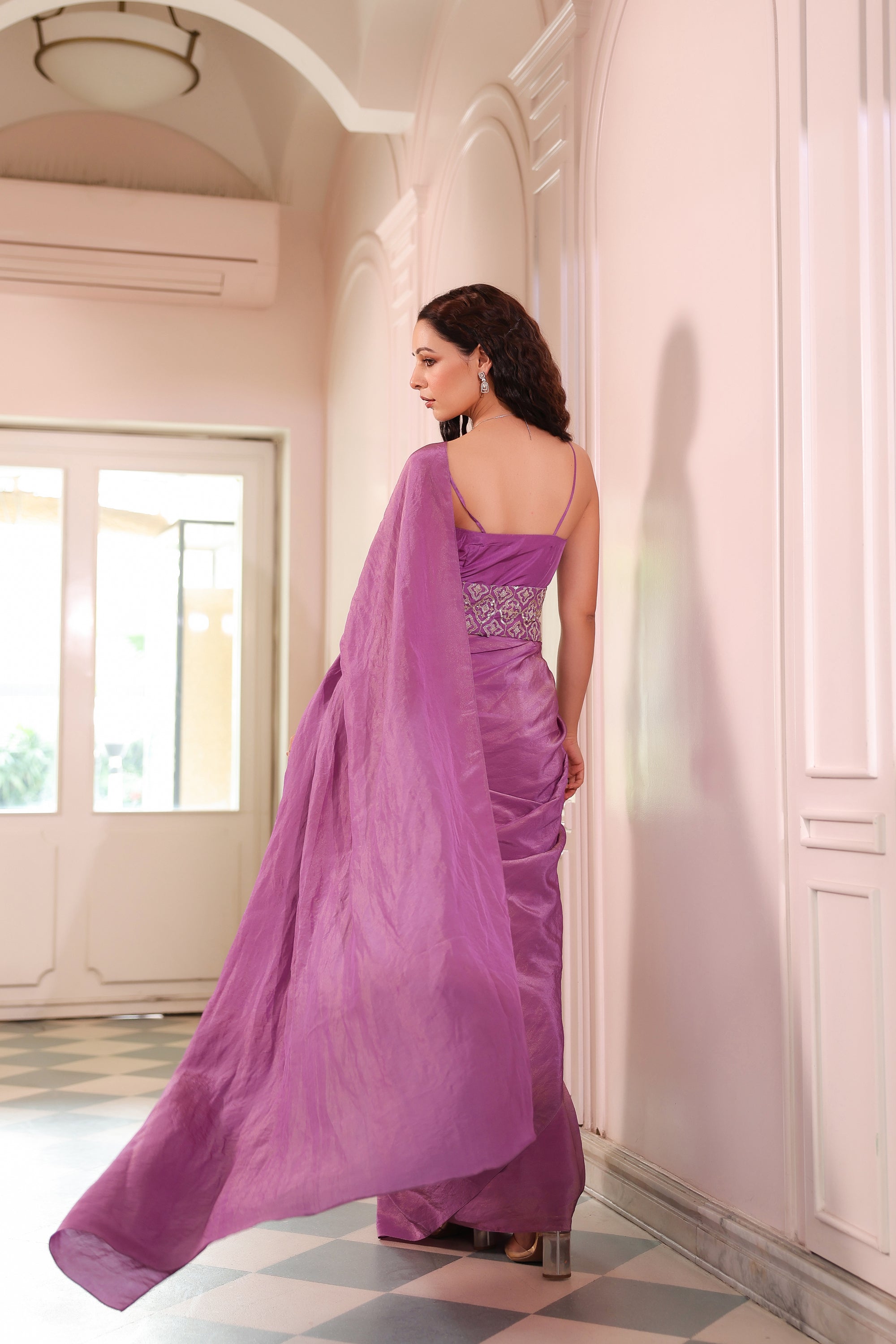 PURPLE DRAPE SAREE