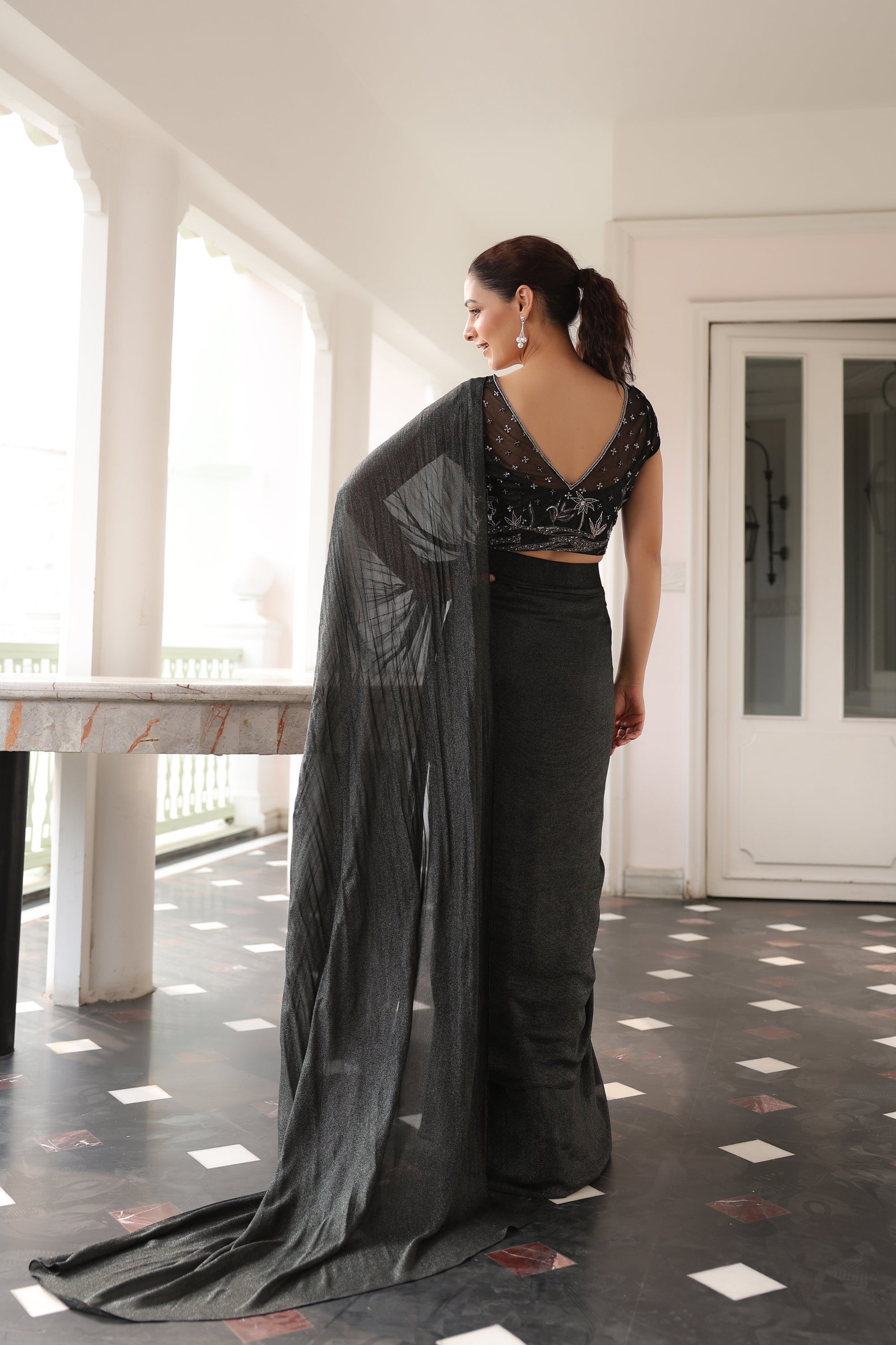 BLACK DRAPE SAREE