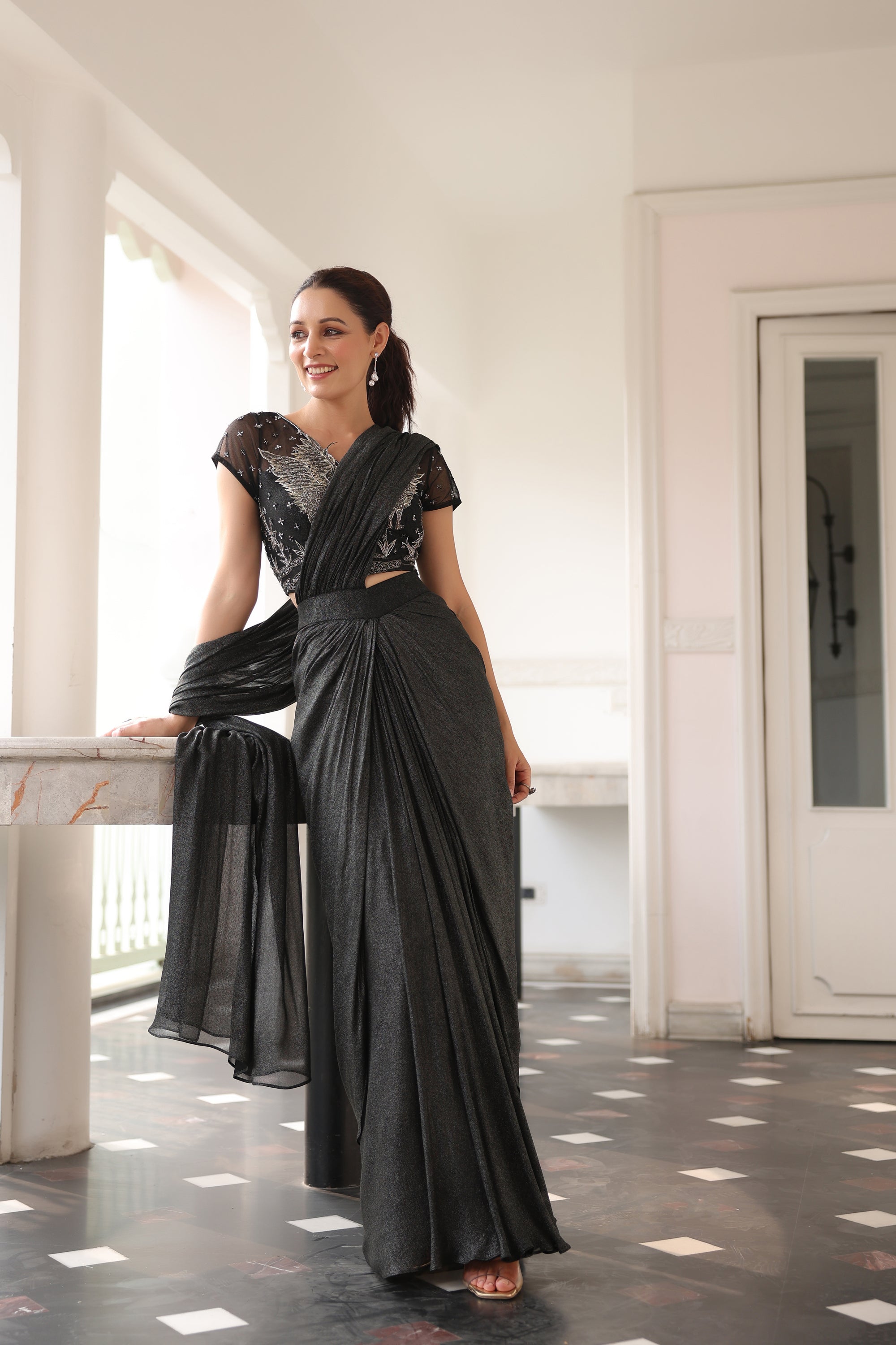 BLACK DRAPE SAREE