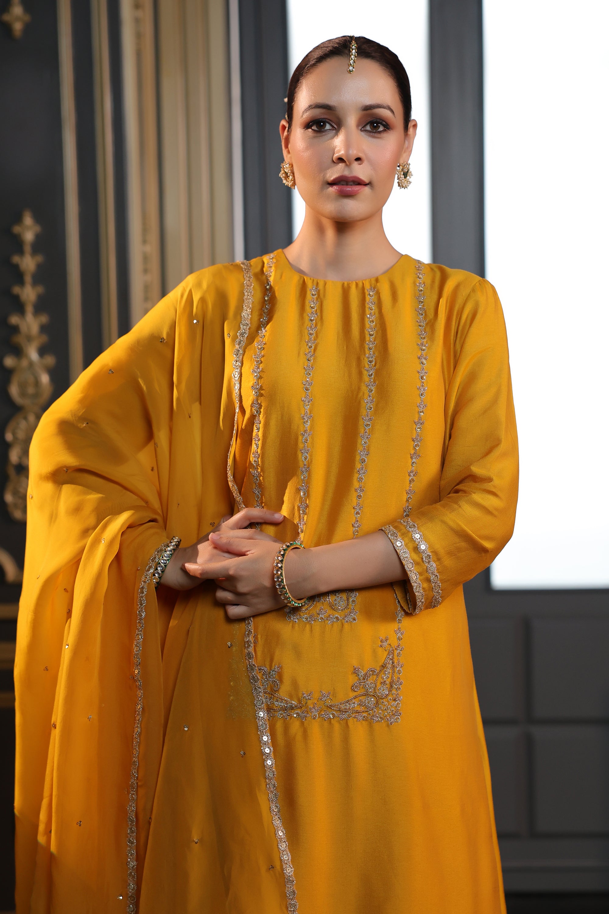 MUSTARD KURTA SET