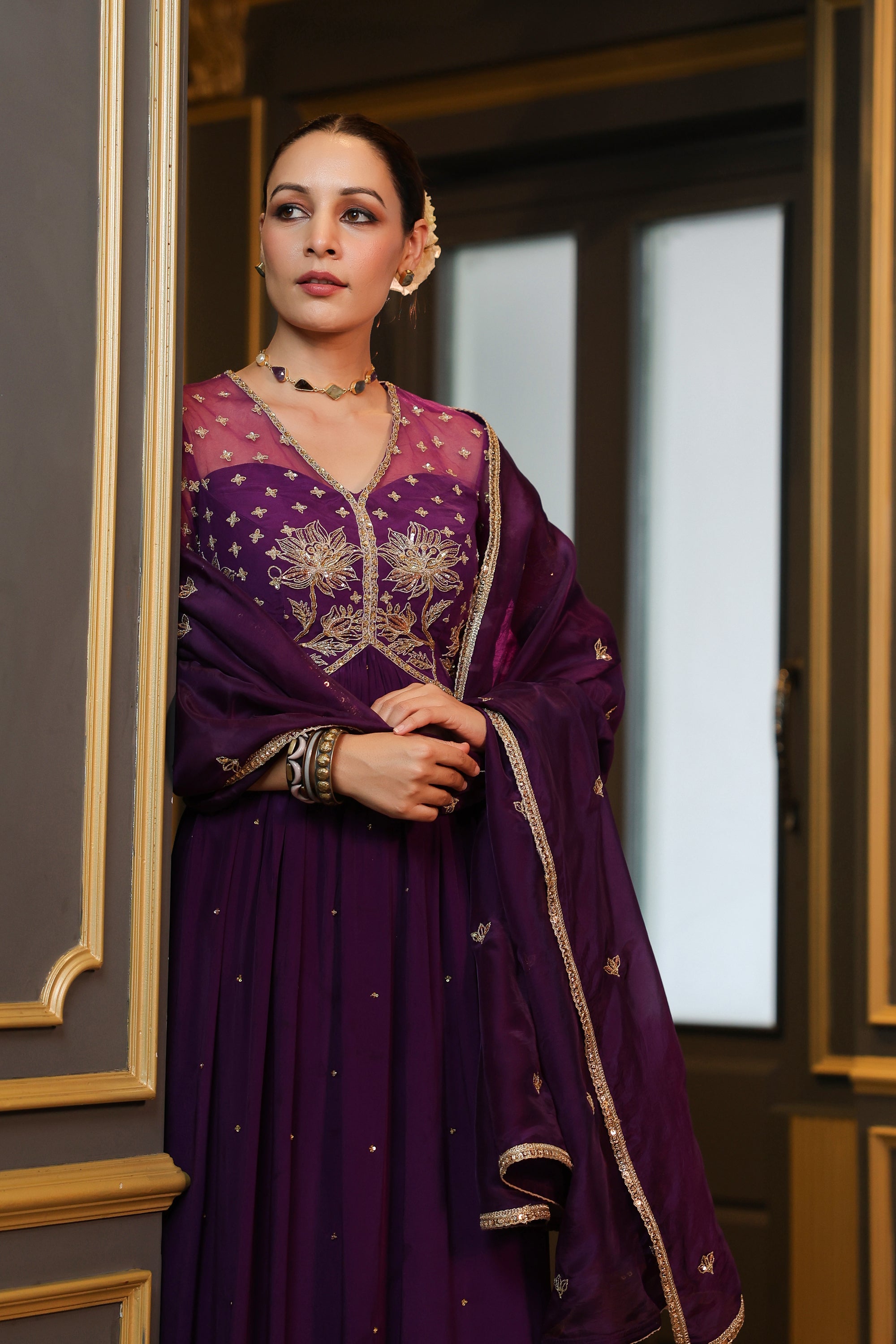PURPLE GOWN WITH DUPATTA