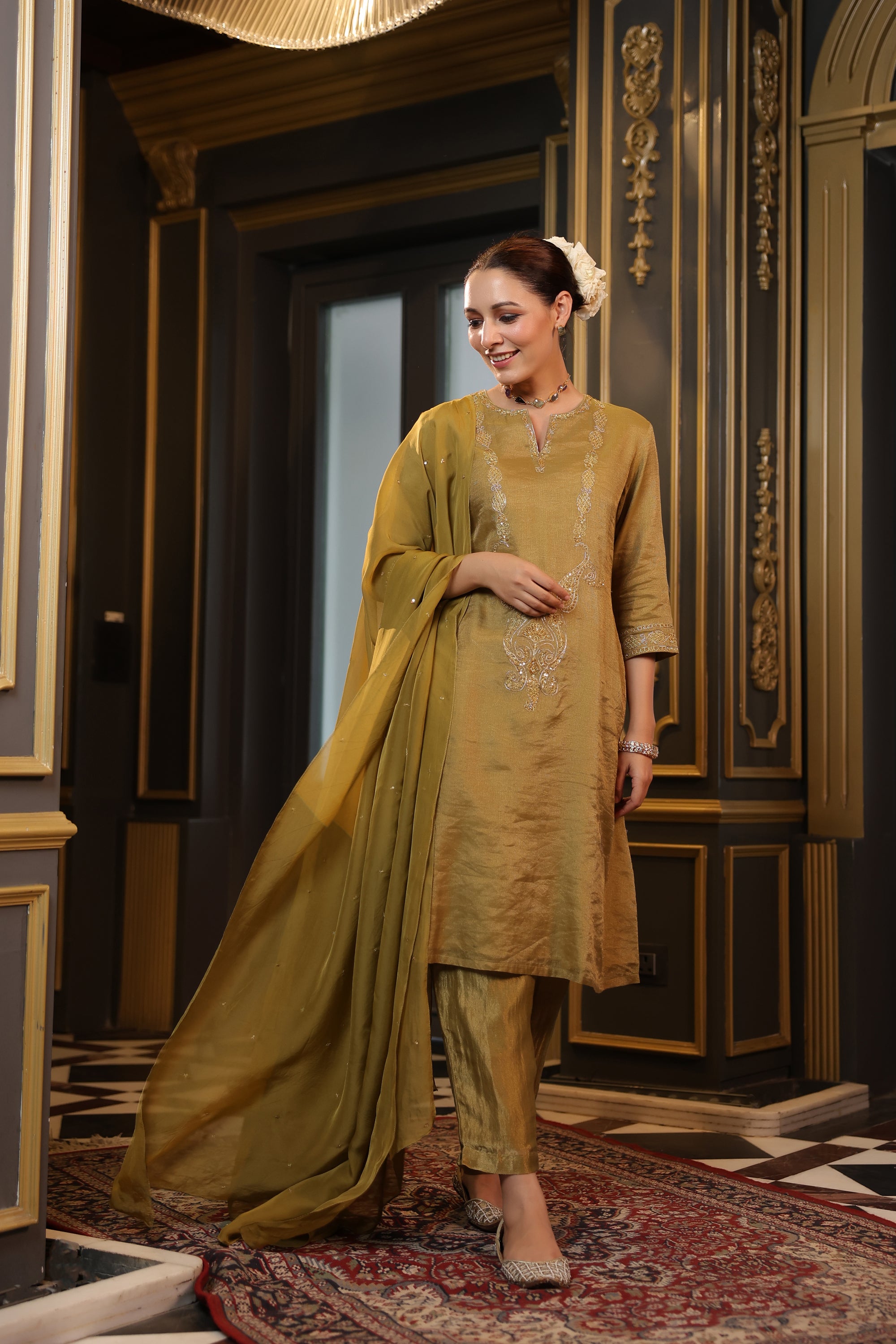 OLIVE GREEN KURTA SET