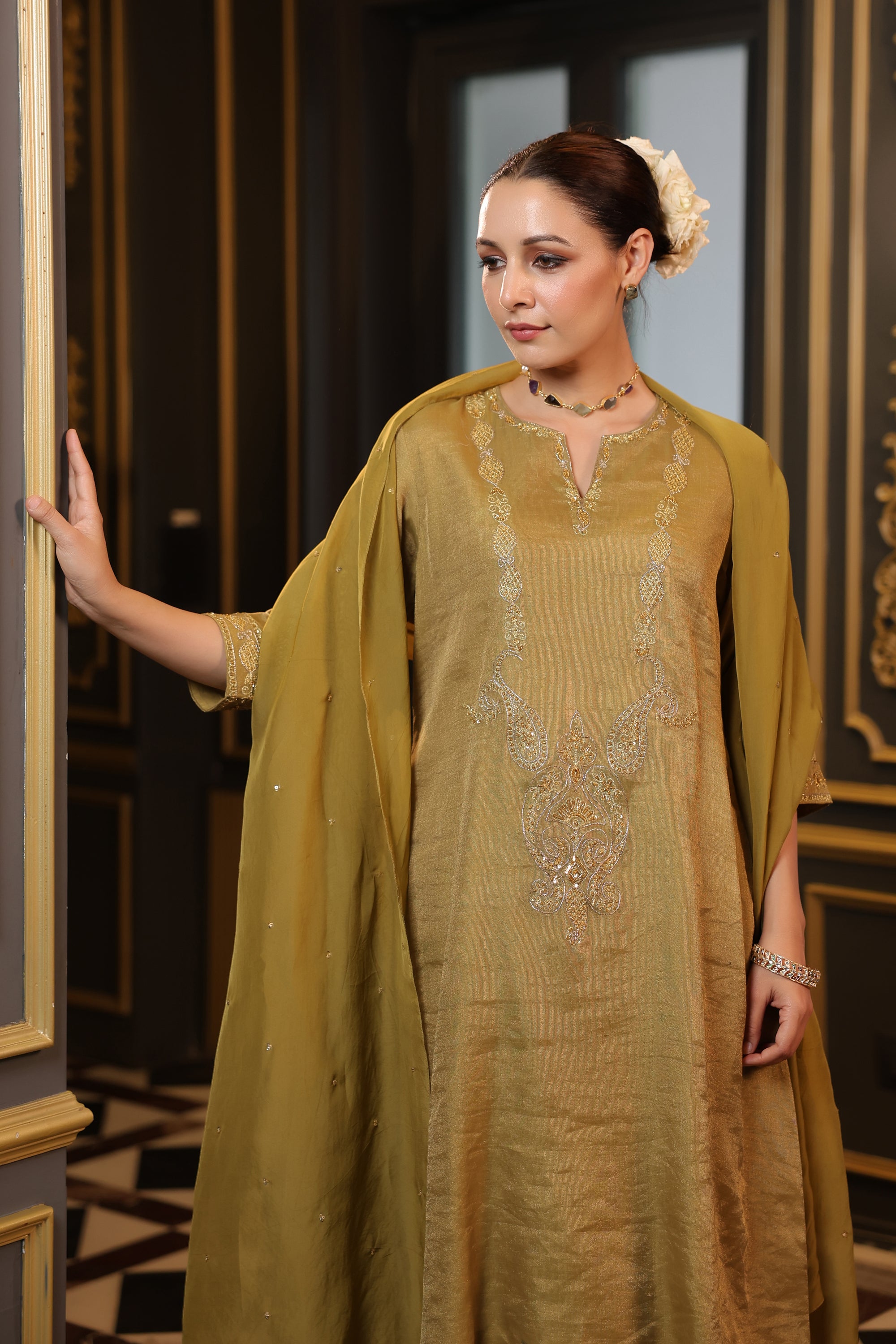 OLIVE GREEN KURTA SET