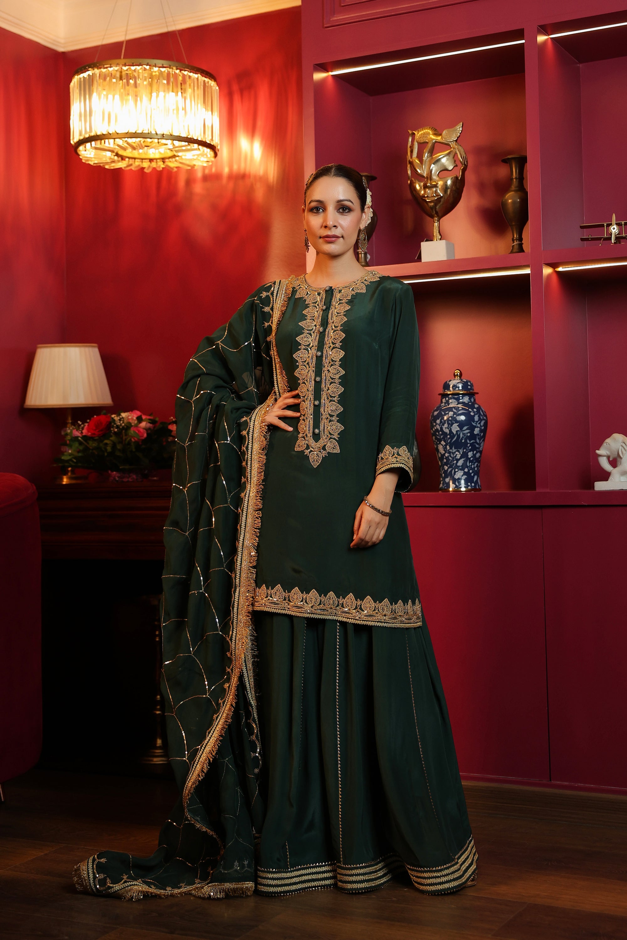EMBROIDERED SHARARA SET
