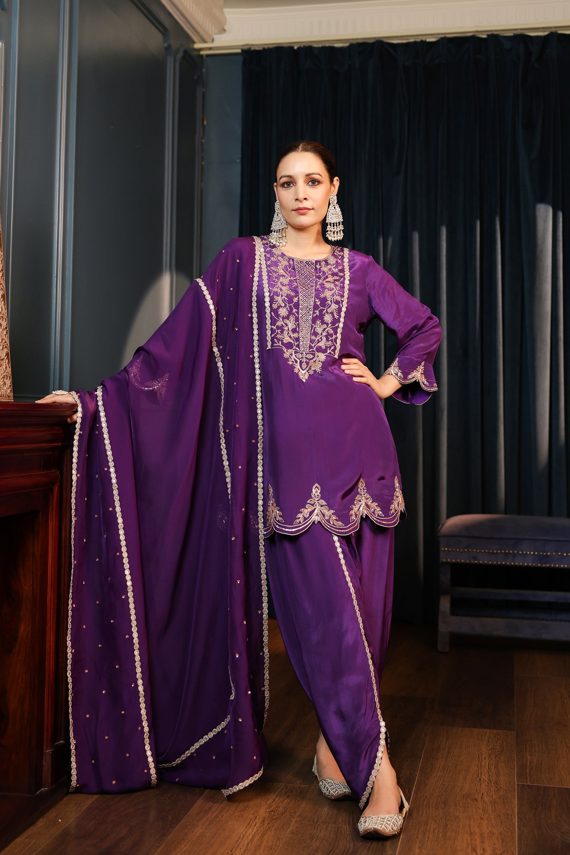 PURPLE KURTA SET WITH DUPATTA