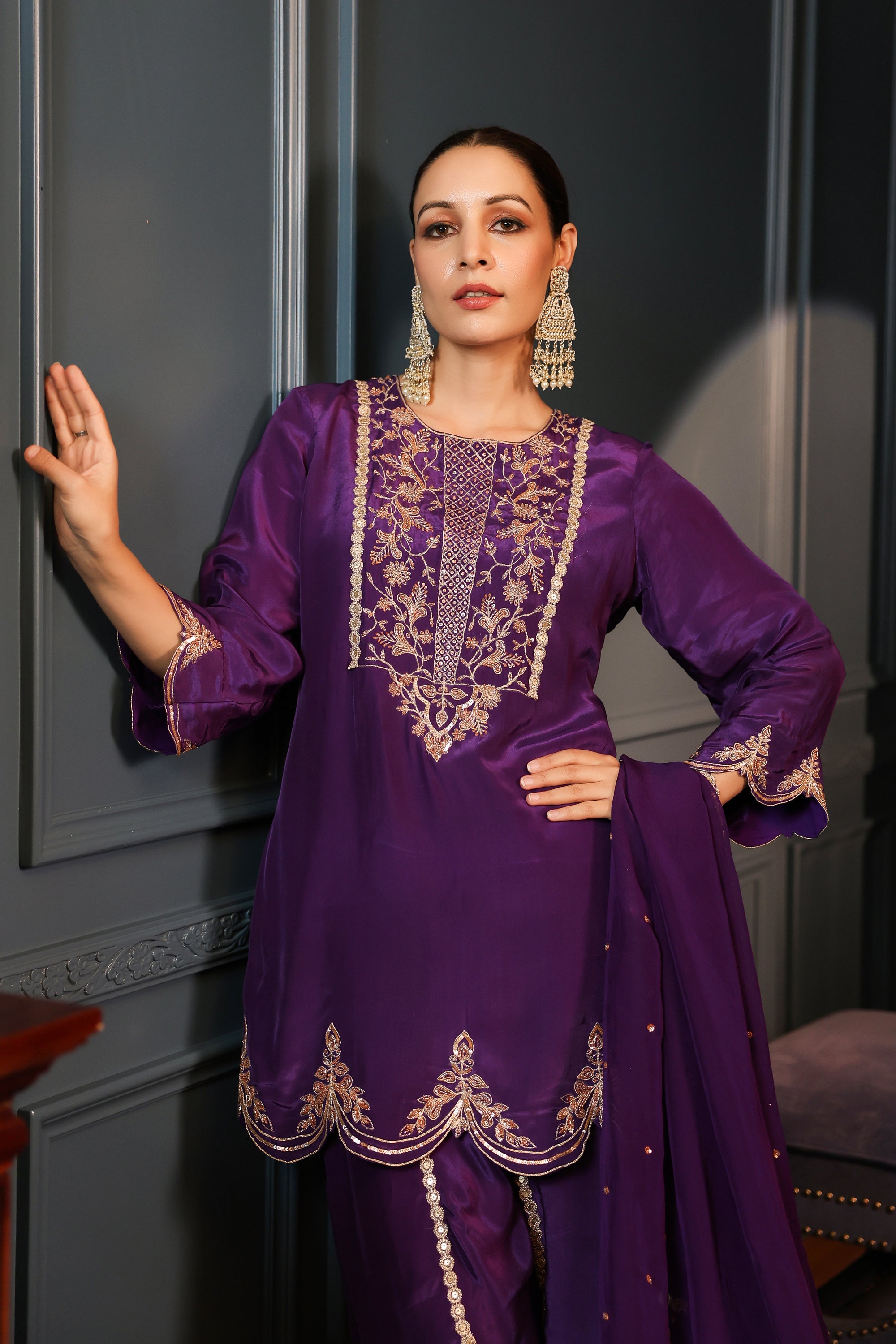 PURPLE KURTA SET WITH DUPATTA