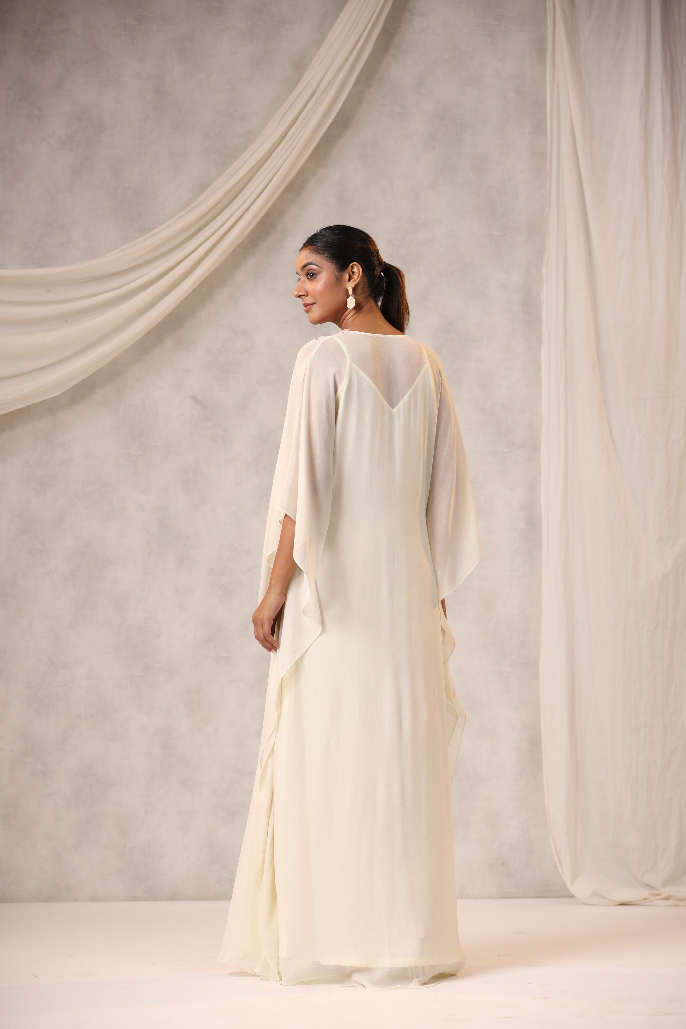 OFF WHITE EMBROIDERED KAFTAN