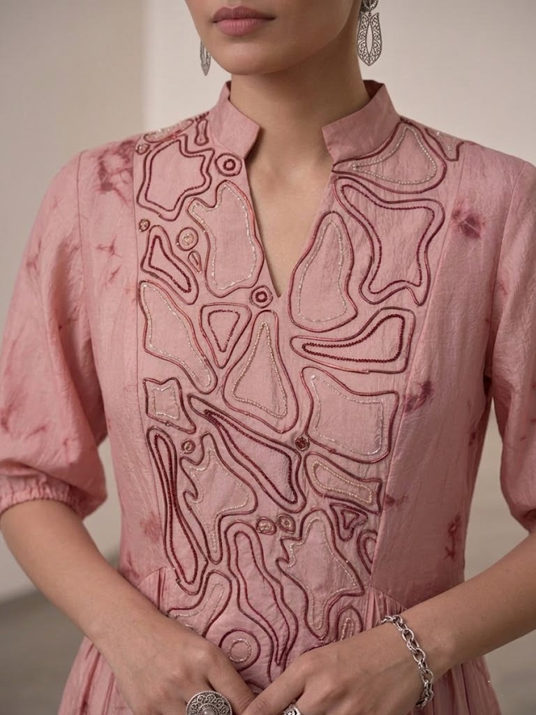MARBLE DRESS WITH WIRE EMBROIDERED.