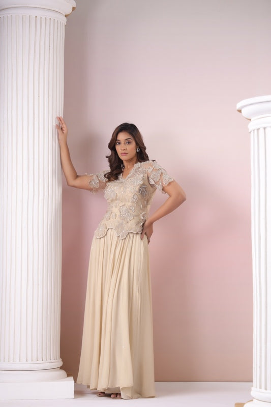 EMBROIDERED WORK FOR TOP AND BOTTOM SET