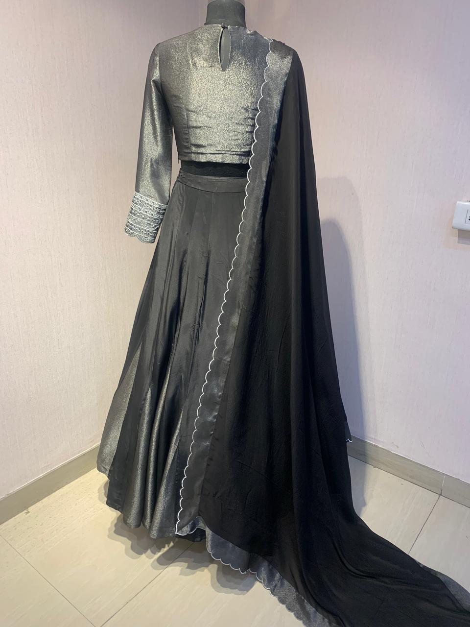 BLACK TISSUE LEHENGA