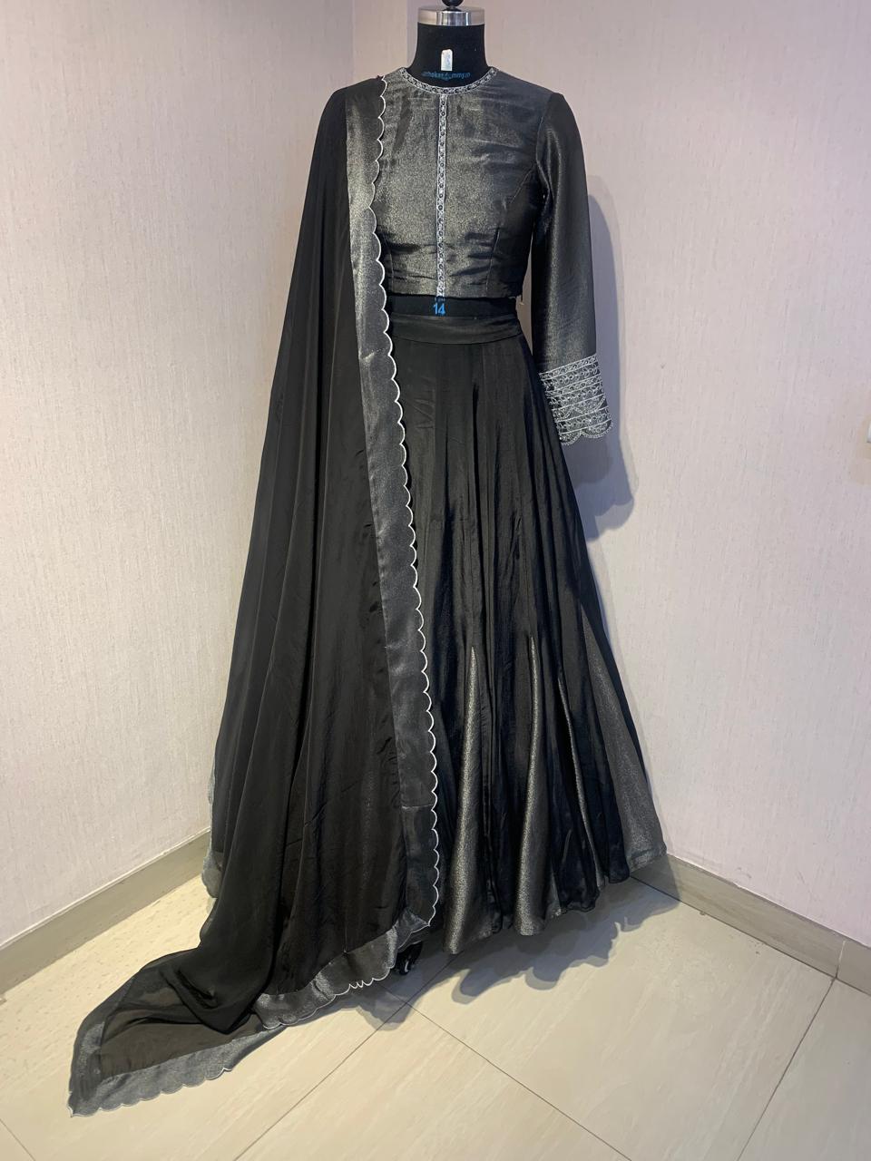 BLACK TISSUE LEHENGA
