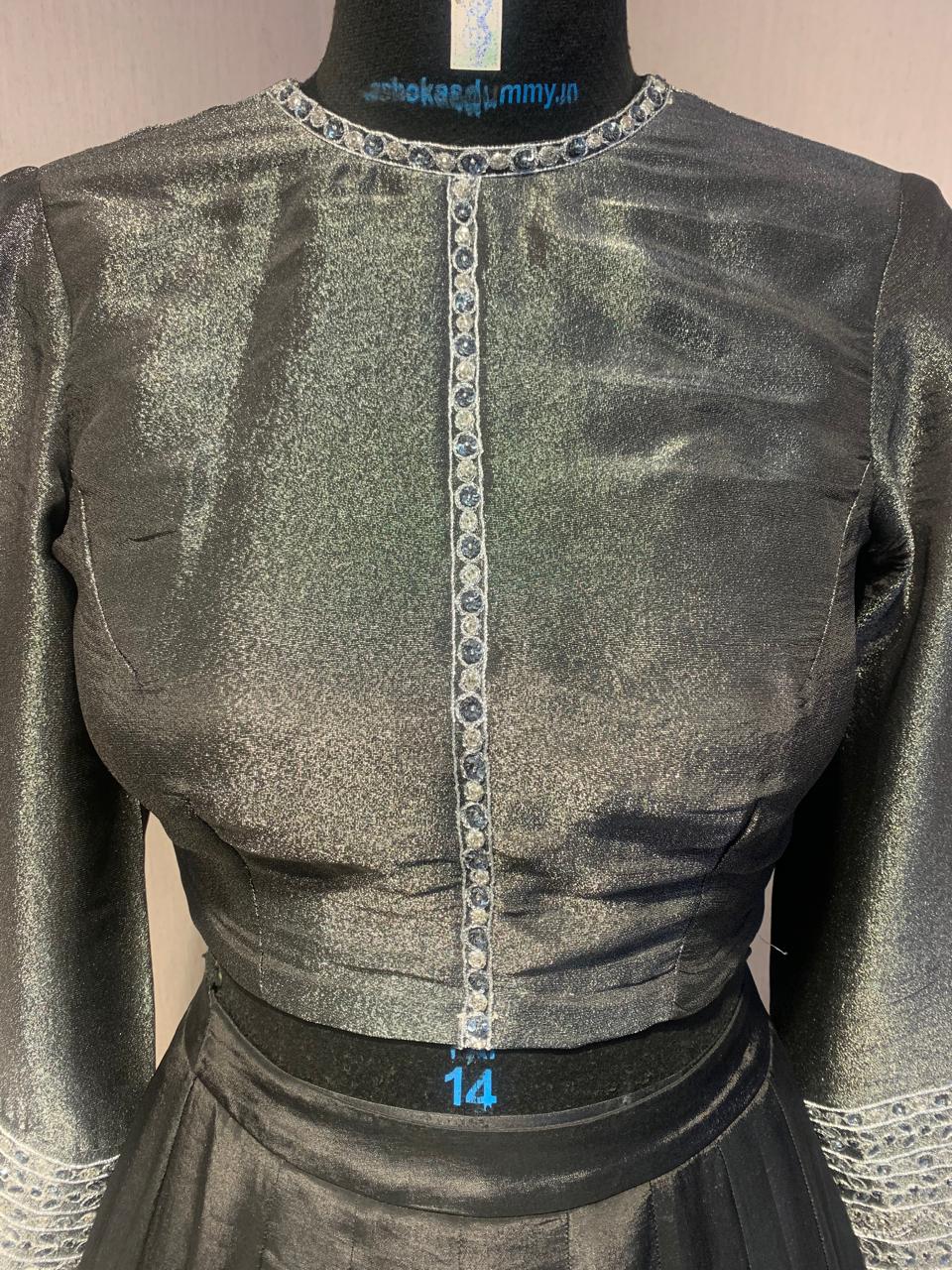 BLACK TISSUE LEHENGA