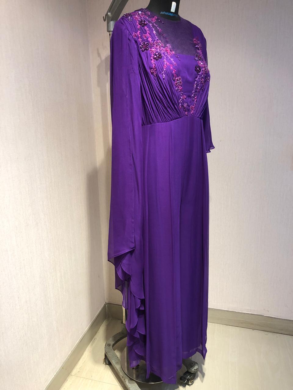 ONE SIDE CAPE SLEEVE JUMPSUIT