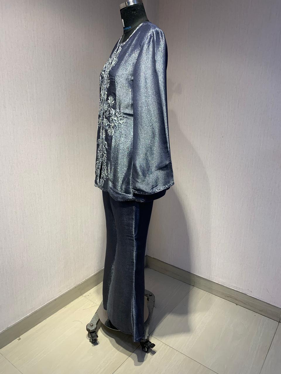 EMBROIDRED NAVY BLUE JACKET SET