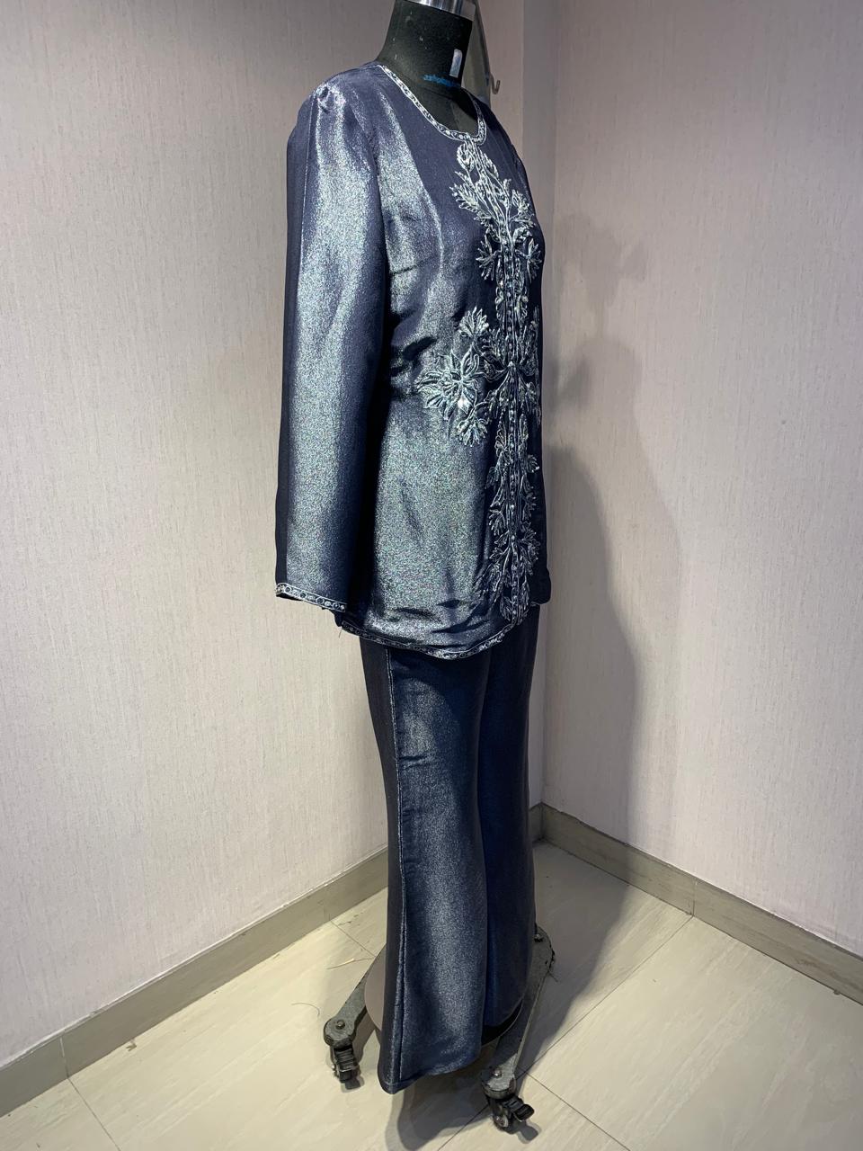 EMBROIDRED NAVY BLUE JACKET SET