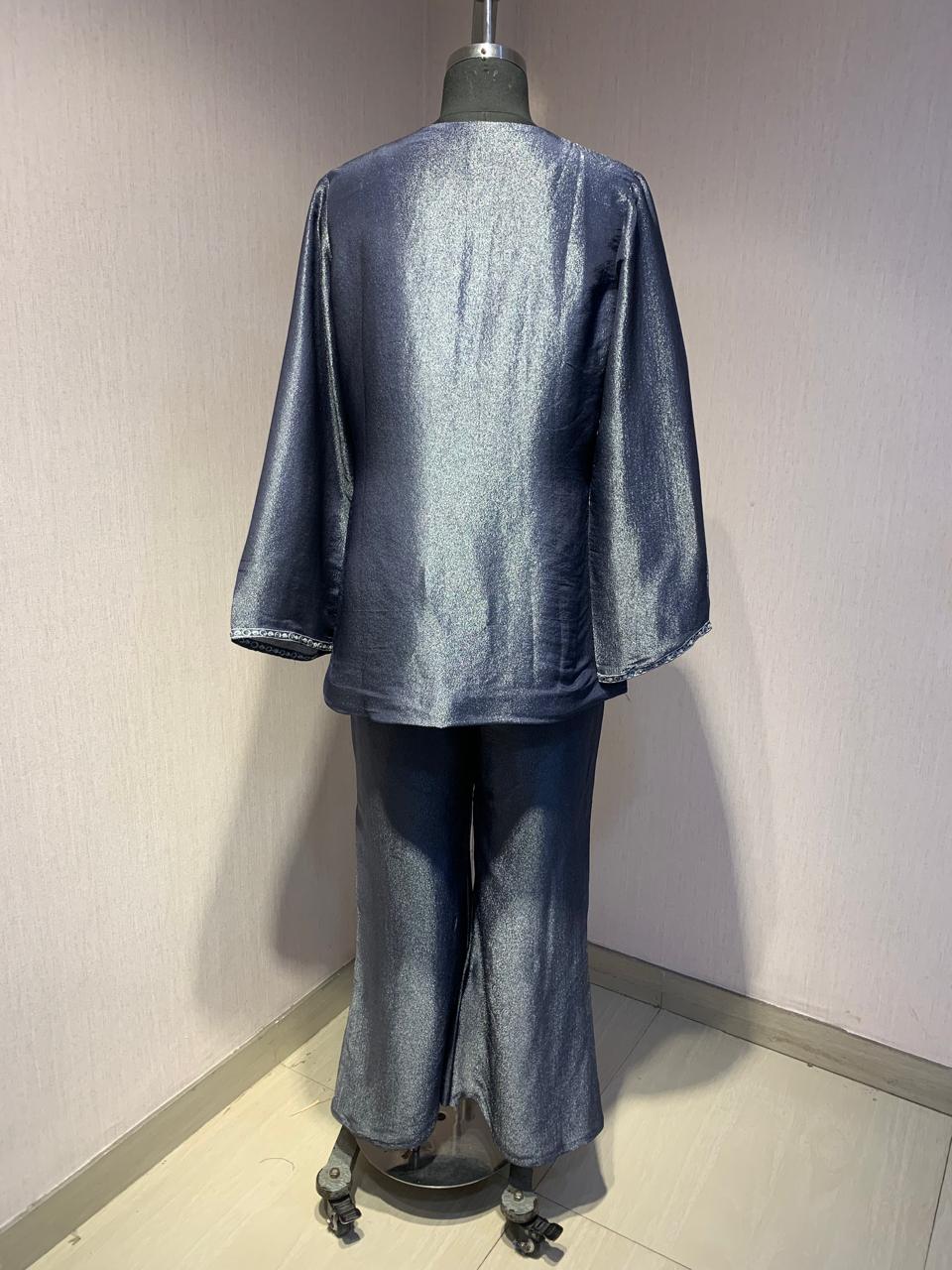 EMBROIDRED NAVY BLUE JACKET SET