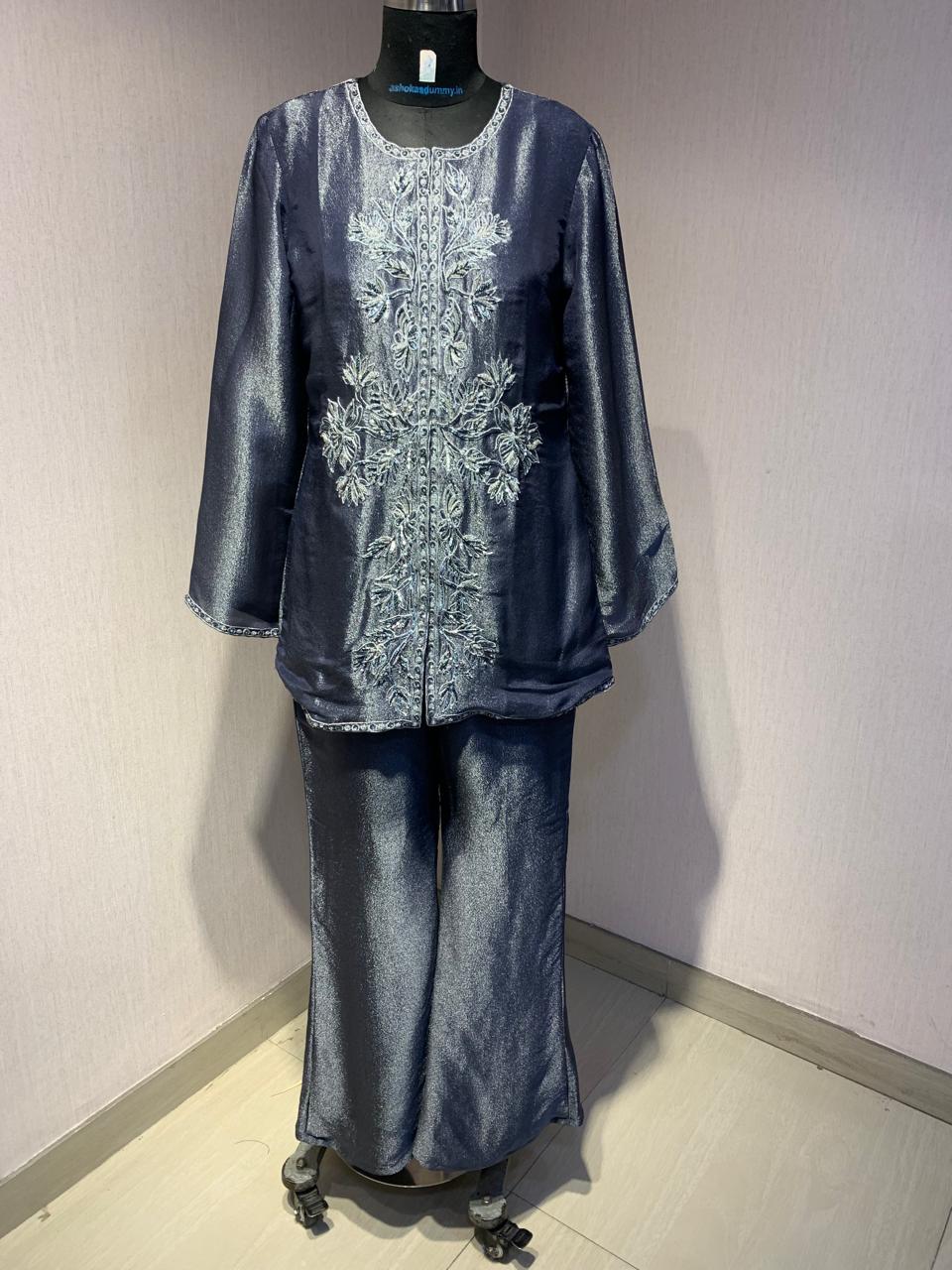 EMBROIDRED NAVY BLUE JACKET SET