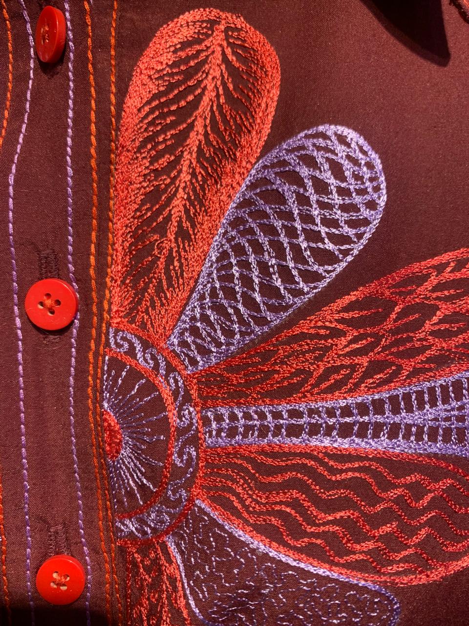 MAROON FLORAL EMBROIDERED  DRESS