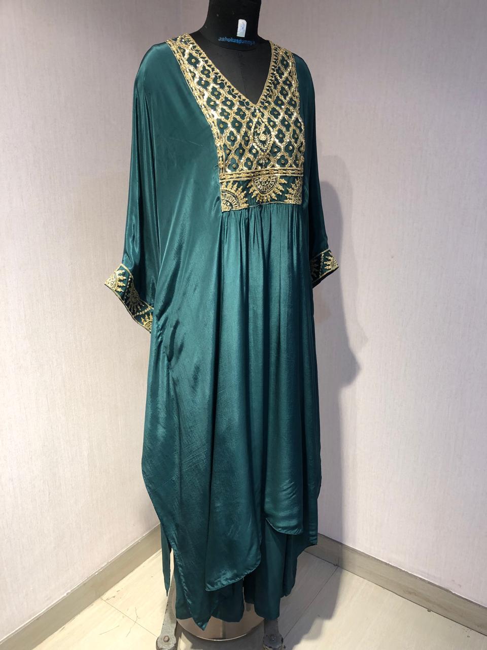 GREEN EMBROIDRED TOP BOTTOM