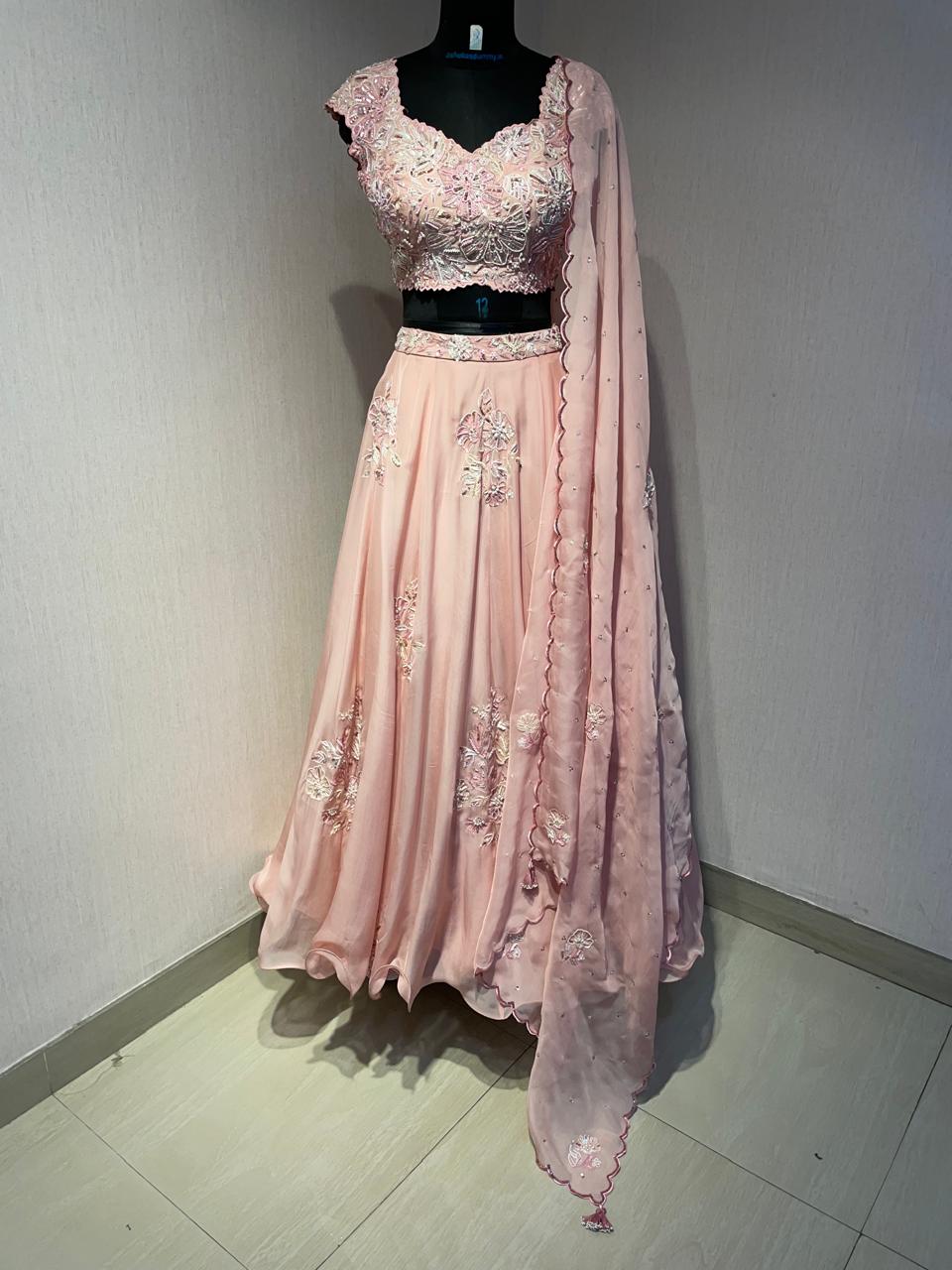 PINK EMBROIDERD LEHENGA SET