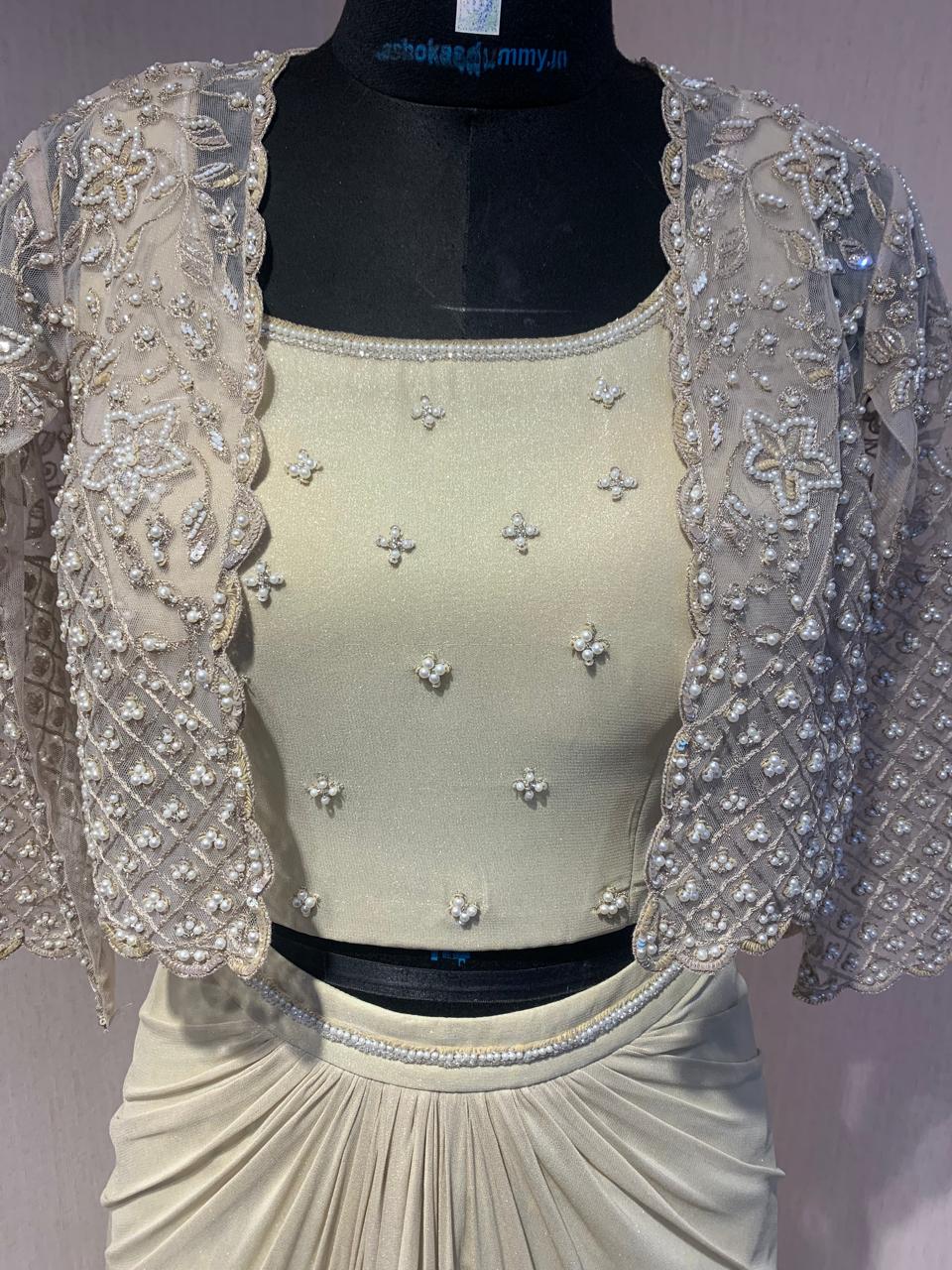 EMBROIDERED JACKET WITH BUSTIER AND PICKUP SKIRT