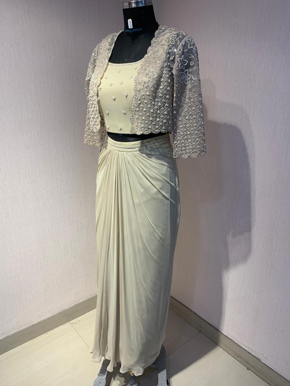 EMBROIDERED JACKET WITH BUSTIER AND PICKUP SKIRT