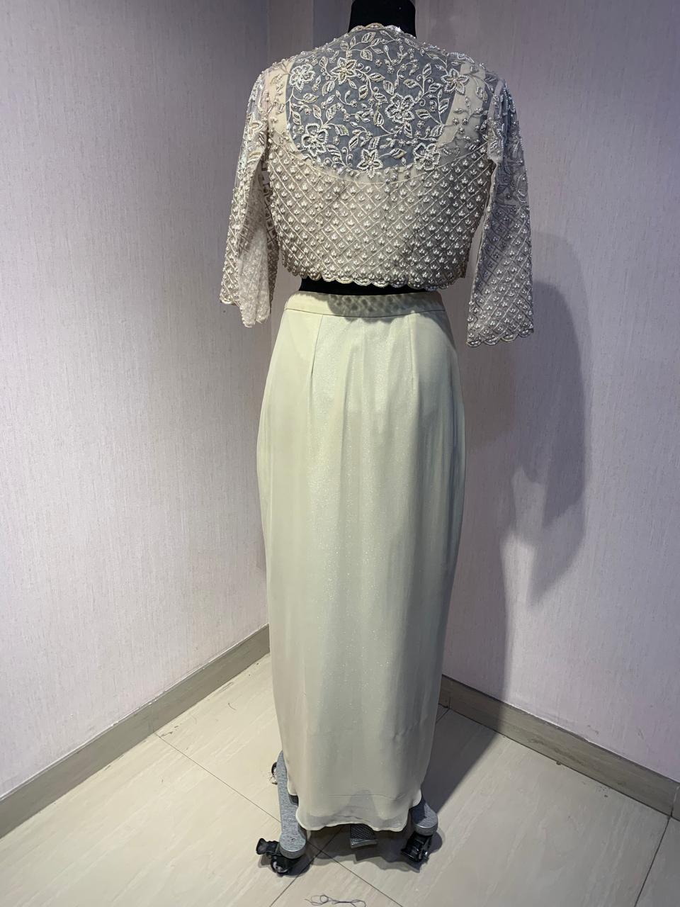 EMBROIDERED JACKET WITH BUSTIER AND PICKUP SKIRT