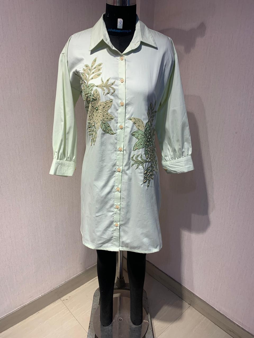Mint Green Floral Shirt Dress