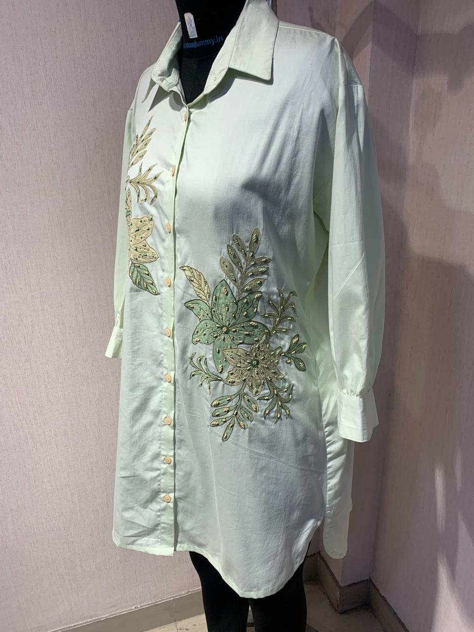 Mint Green Floral Shirt Dress