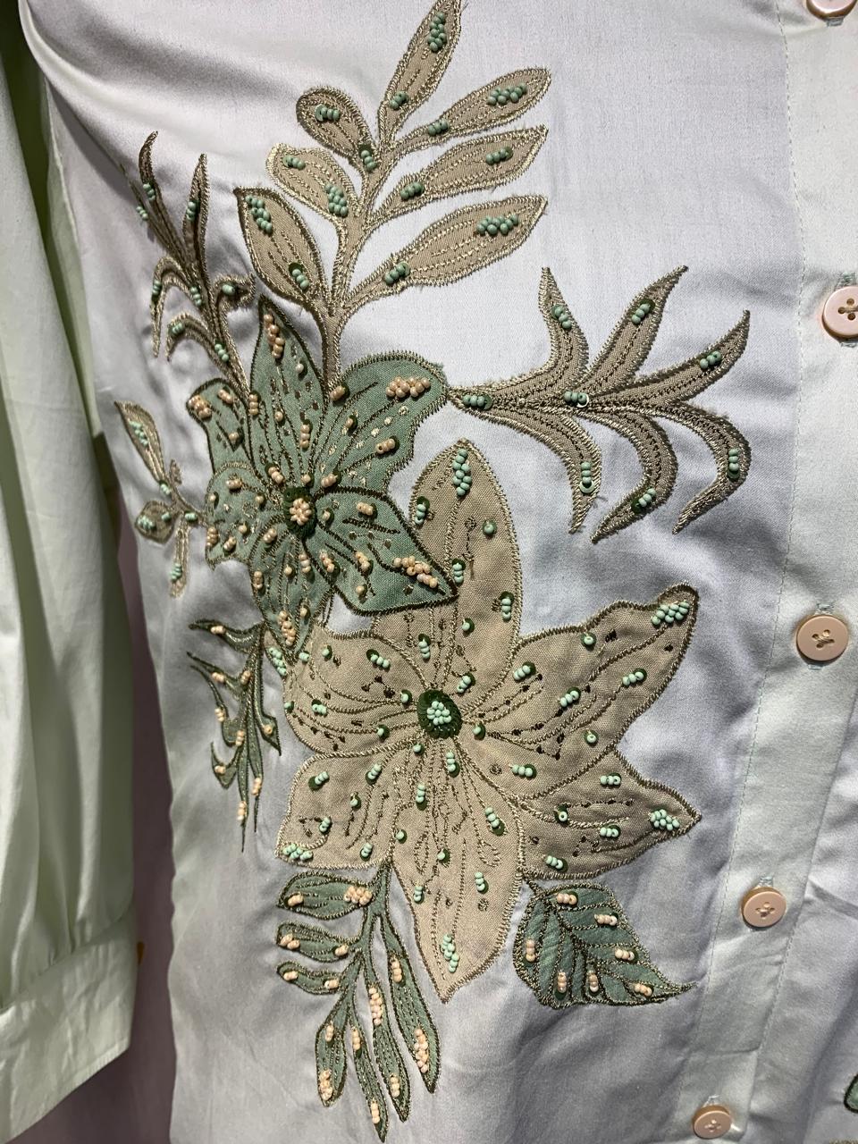 Mint Green Floral Shirt Dress