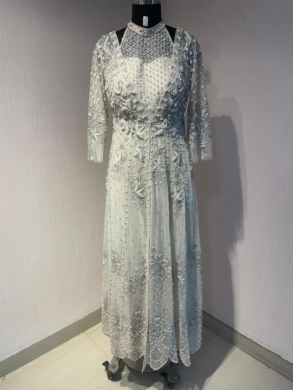 OFF WHITE EMBROIDERED JACKET SET