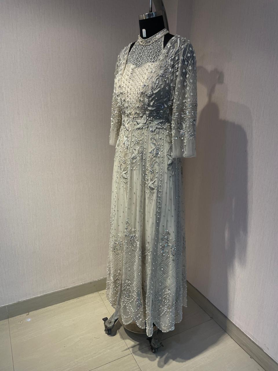 OFF WHITE EMBROIDERED JACKET SET