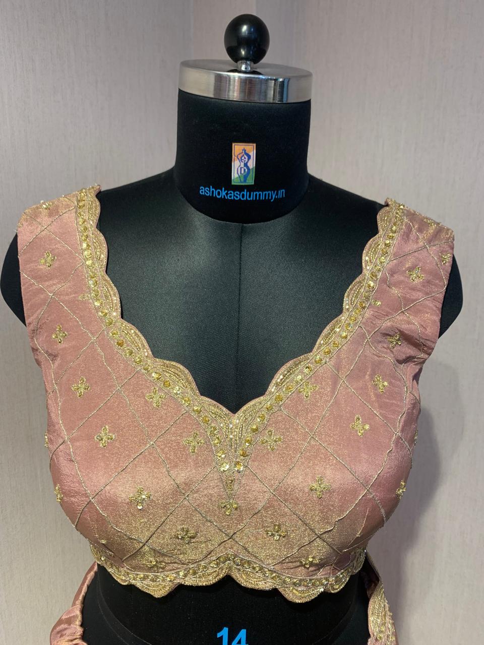 ELEGANT PINK SAREE WITH GOLDEN BORDER AND STYLISH BLOUSE.