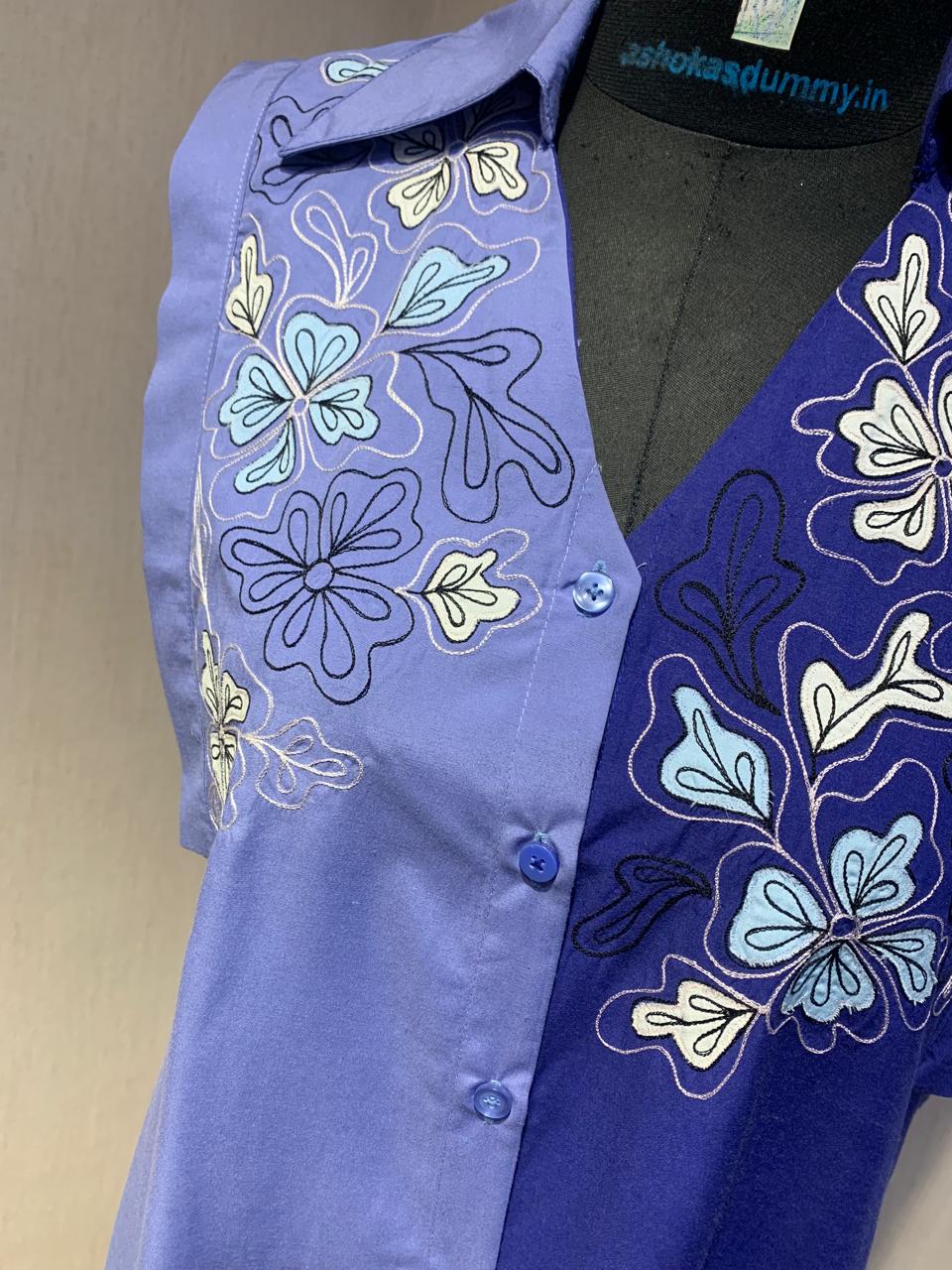 FLORAL EMBROIDERED STYLISH SHIRT DRESS.