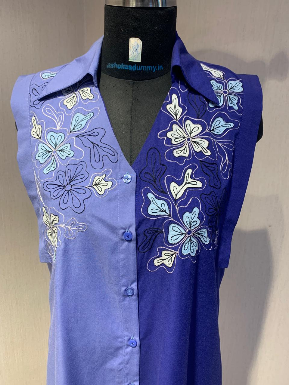 FLORAL EMBROIDERED STYLISH SHIRT DRESS.