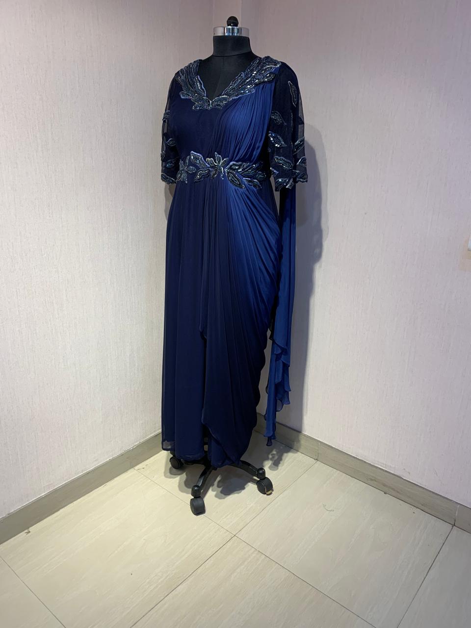 EMBROIDERED DRAPE SAREE.