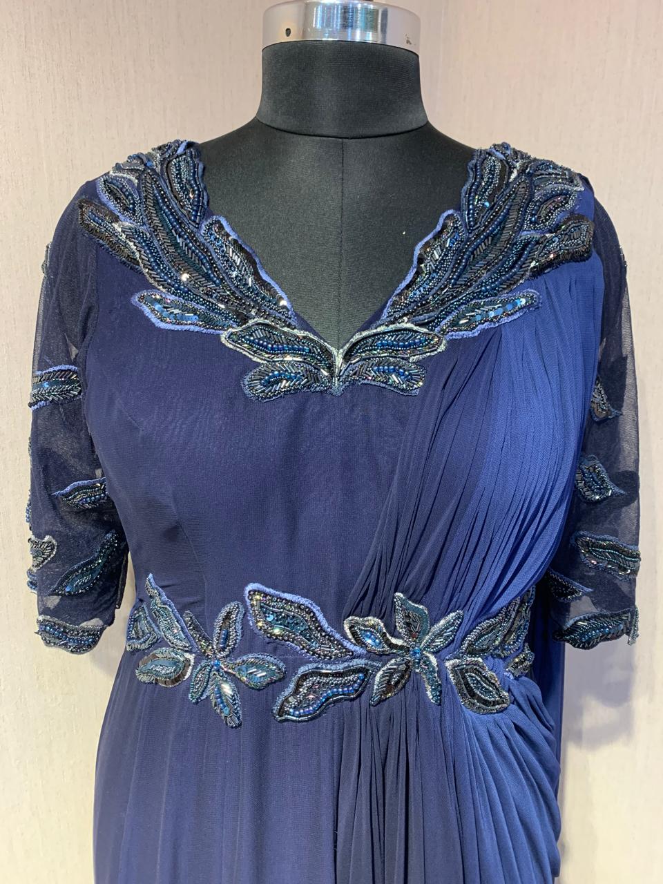 EMBROIDERED DRAPE SAREE.