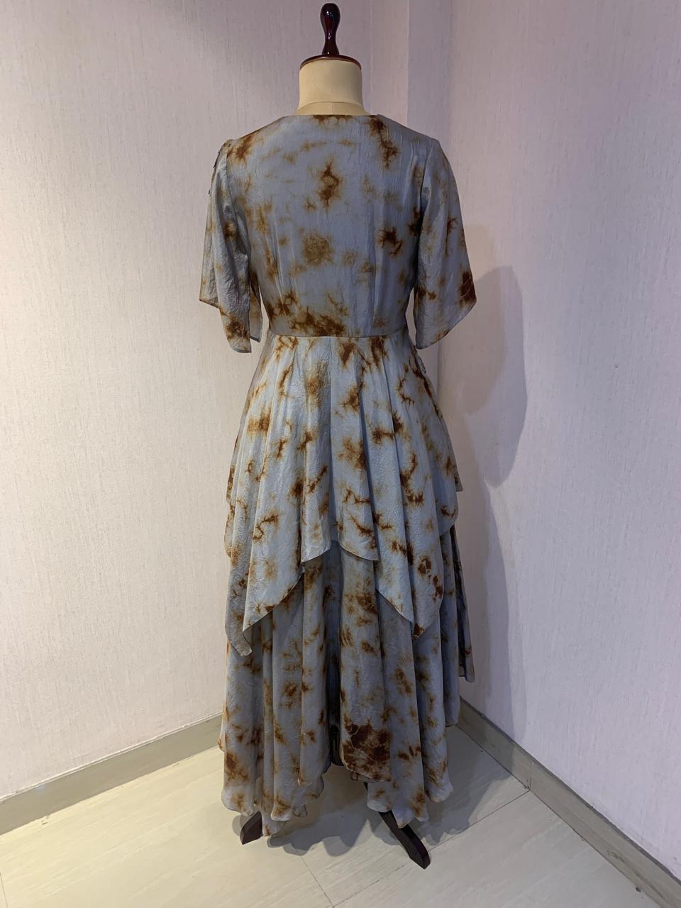 GREY MARBLE DRESS WITH WIRE EMBROIDERED DRESS.