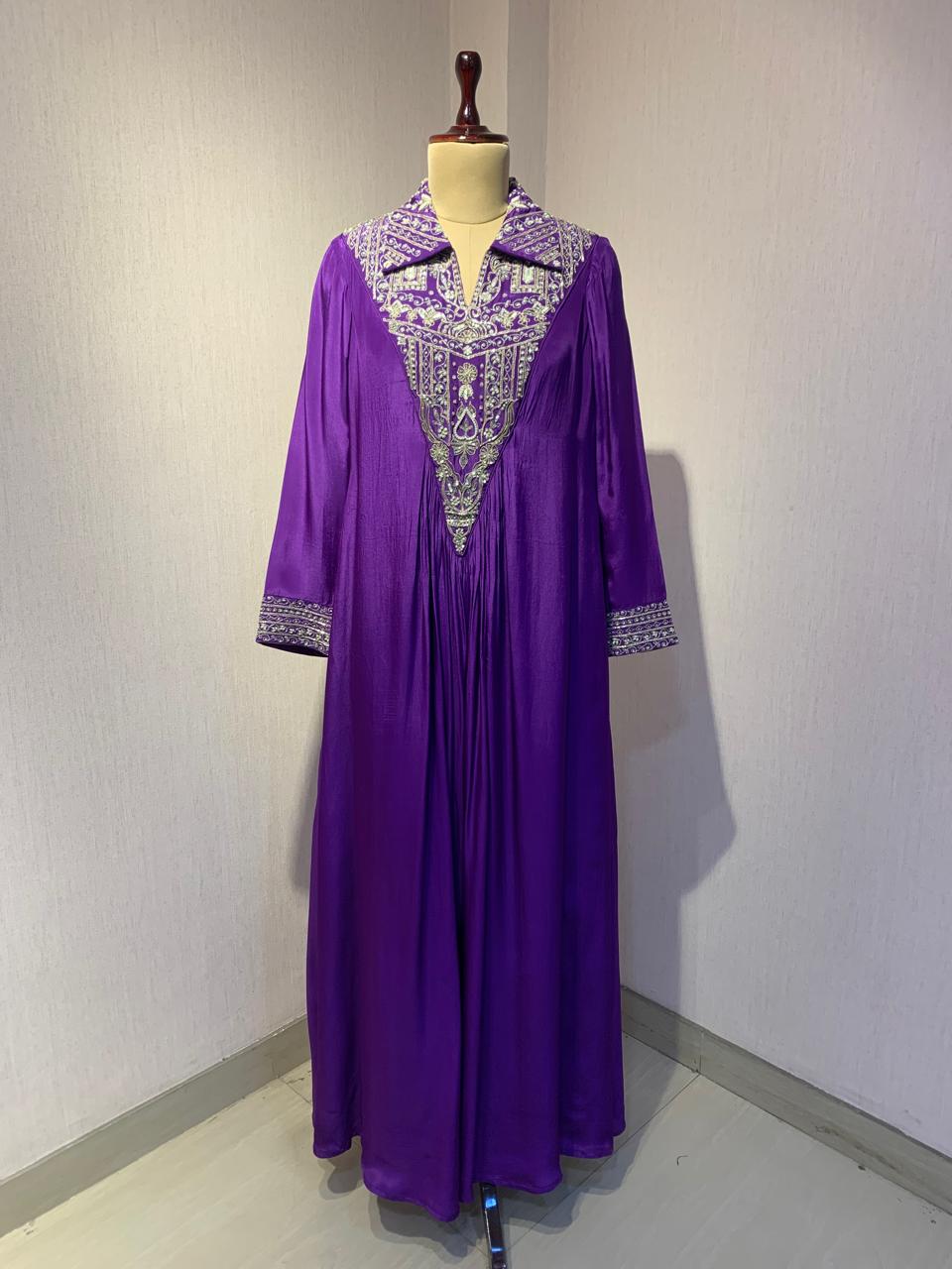 PURPLE EMBROIDERED GOWN.