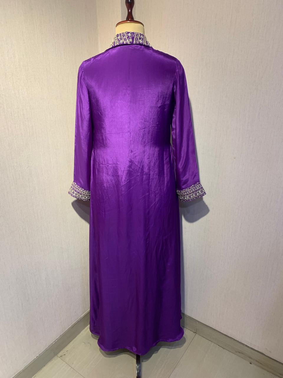 PURPLE EMBROIDERED GOWN.