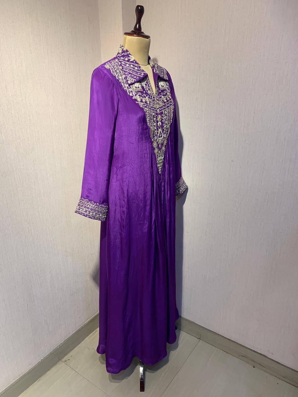 PURPLE EMBROIDERED GOWN.