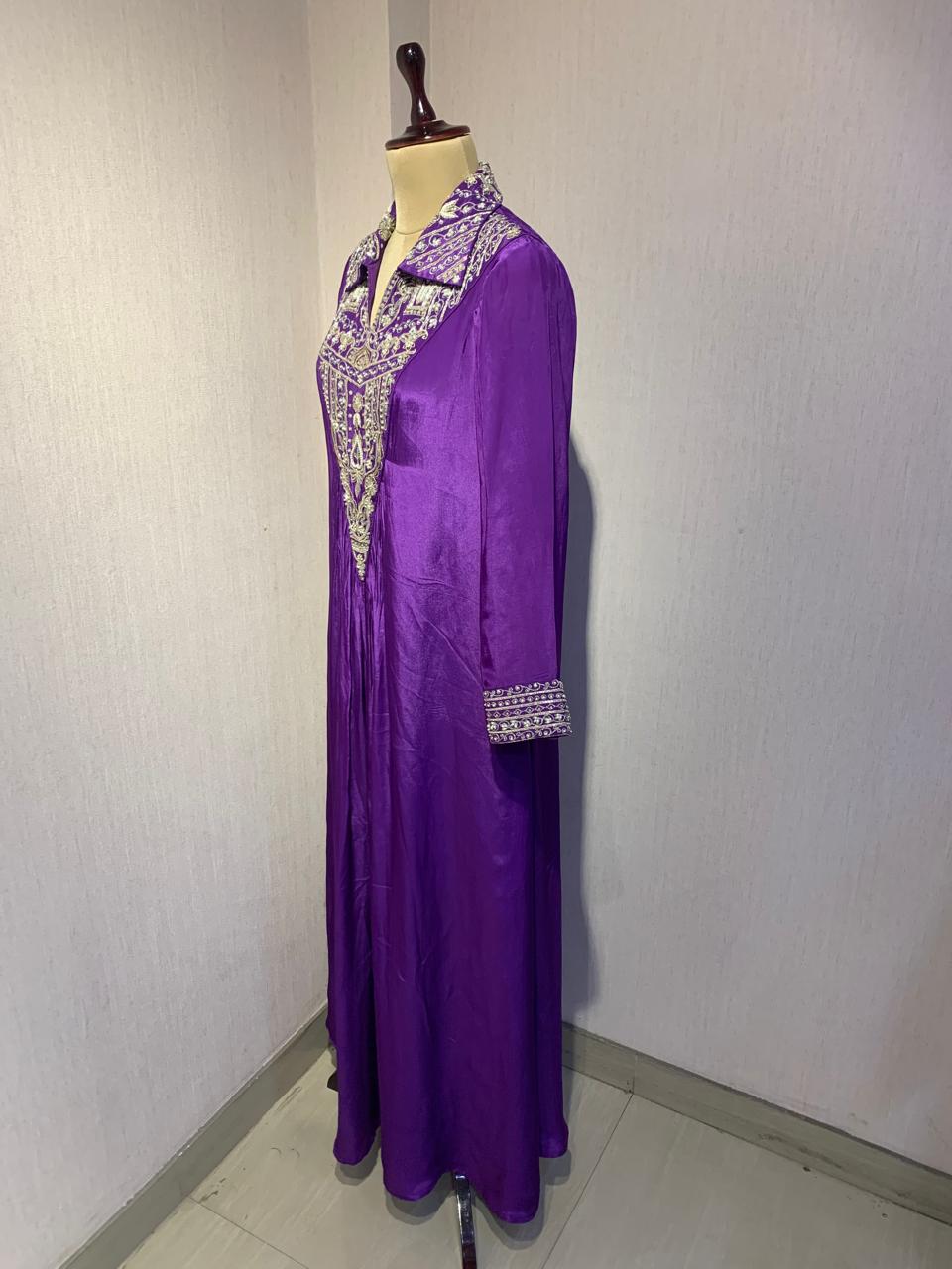 PURPLE EMBROIDERED GOWN.