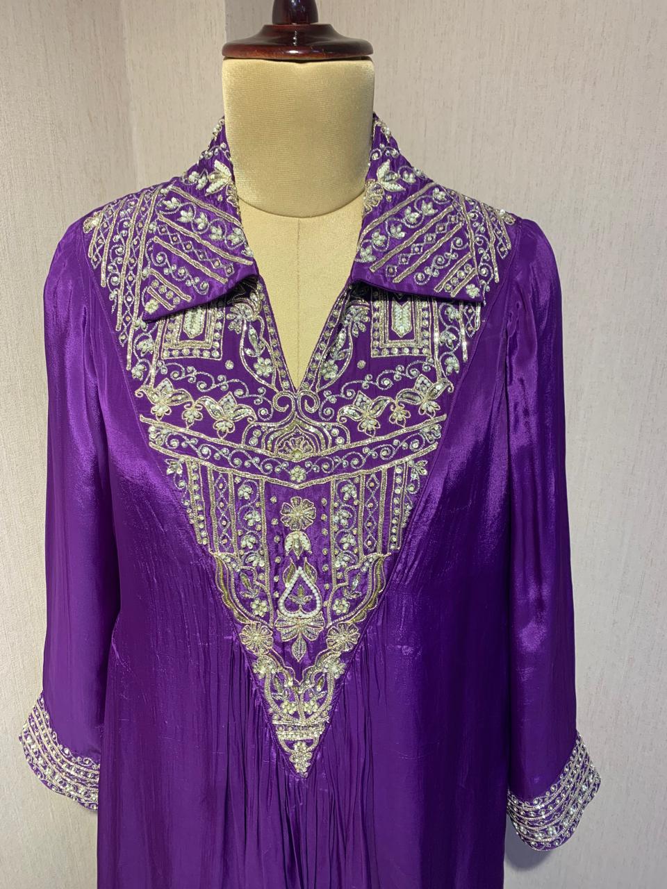 PURPLE EMBROIDERED GOWN.
