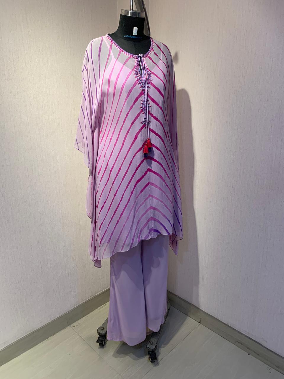 LAVENDER EMBELLISHED KAFTAN CO-ORD SET